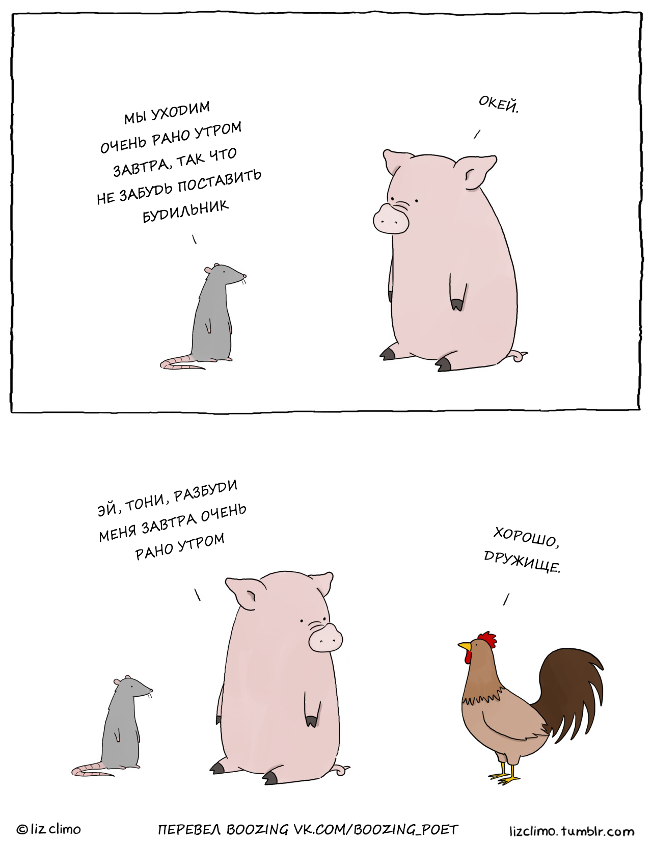 Thanks Tony [Hi, I'm Liz] - My, Lizclimo, Pig, Rat, Rooster, Alarm, Comics, Translation