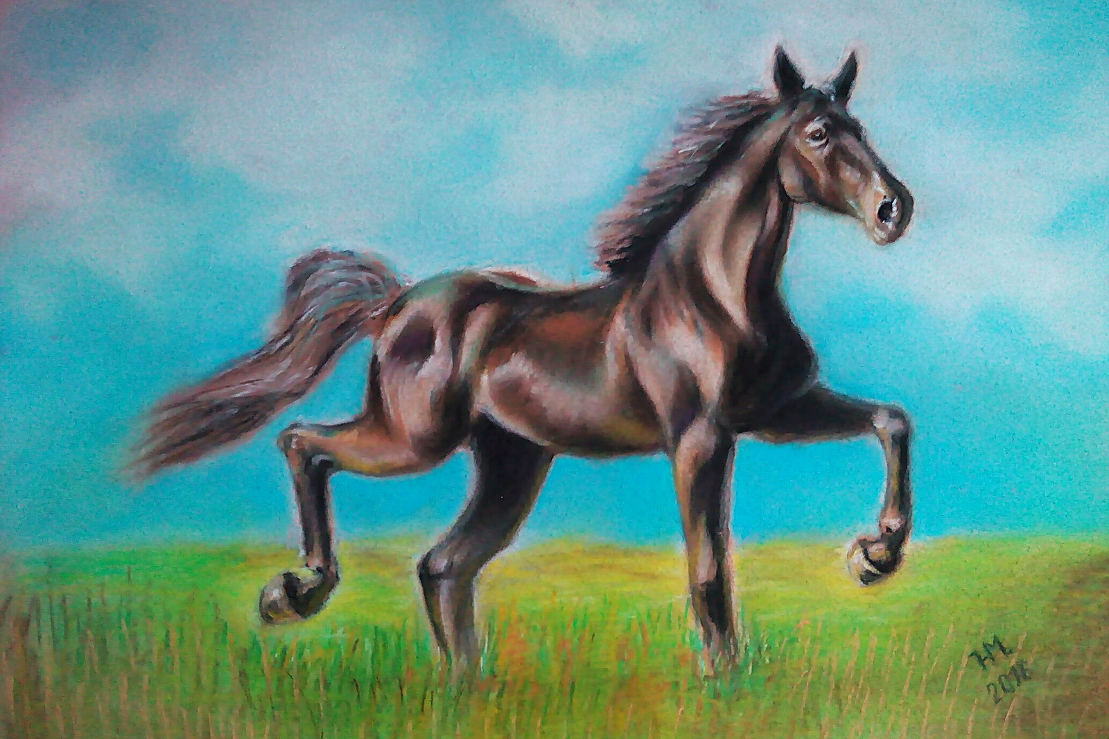 I would like to share my horses. All works are done in pastels. Which do you think is more successful? - My, Drawing, Pastel, Opinion, Horses, Horses, Longpost