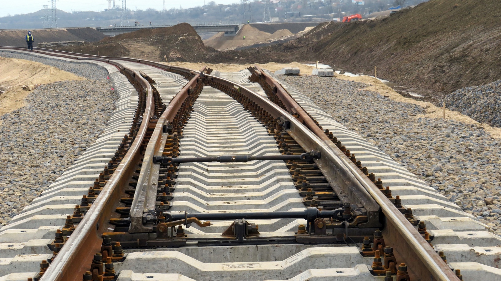 Crimean bridge. Construction of railway Approaches. Rail laying. Kerch Strait. Crimea. January 2019. - Crimea, Crimean bridge, Kerch bridge, Building, , Kerch Strait, Video, Longpost