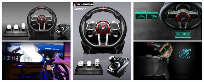 Игровой комплект руль + КПП + педали FLASHFIRE ES900R, для PS4/PS3, XBOX One, XBOX XSX/XSS, Nintendo Switch, ПК