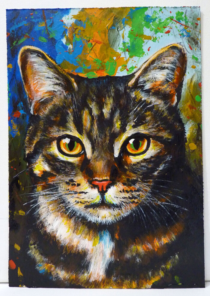 Картина "Кошка", акрил, картон