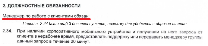 Скрин моей должностной инструкции.