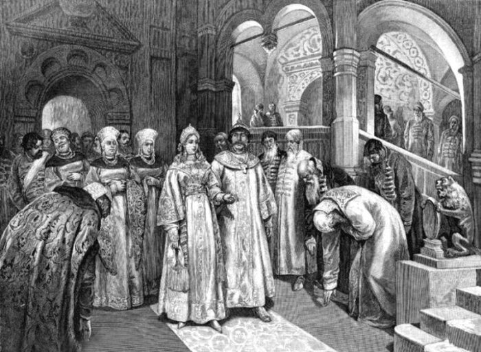 Василий III вводит во дворец Елену Глинскую.