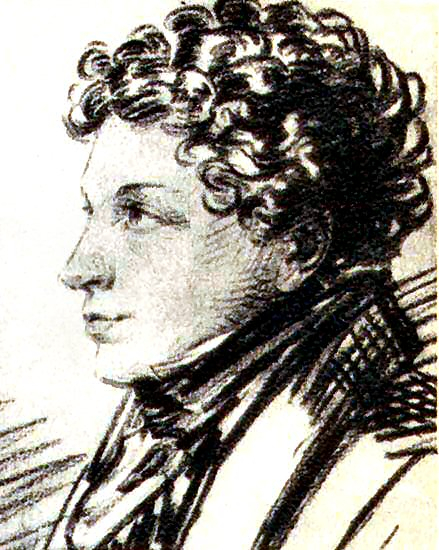 Лев Пушкин в 1820ом, карандашный рисунок А. О. Орловского. За 5 лет до отправки на Кавказ.