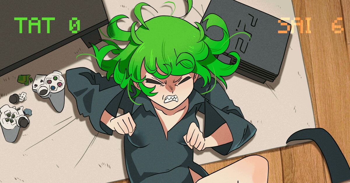 What should I do with her? - Серия Khyle arts, Anime Art, Аниме, Khyleri, Patreon, Onepunchman, Tatsumaki, Saitama, Playstation, Dualshock 4, Разбил, Истерика, Проигрыш, Гифка, Длиннопост