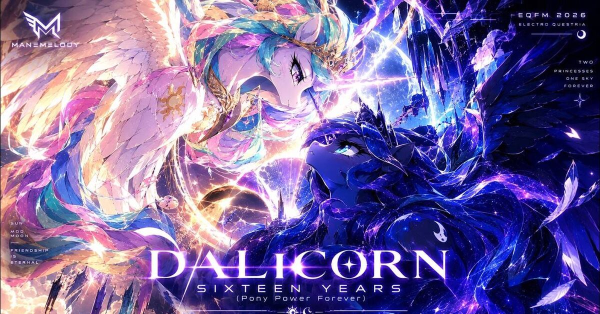 Dalicorn -16 years - Моё, My Little Pony, Брони, EDM, Fluttershy, Pinkie Pie, Princess Luna, Rarity, Rainbow Dash, Видео, YouTube