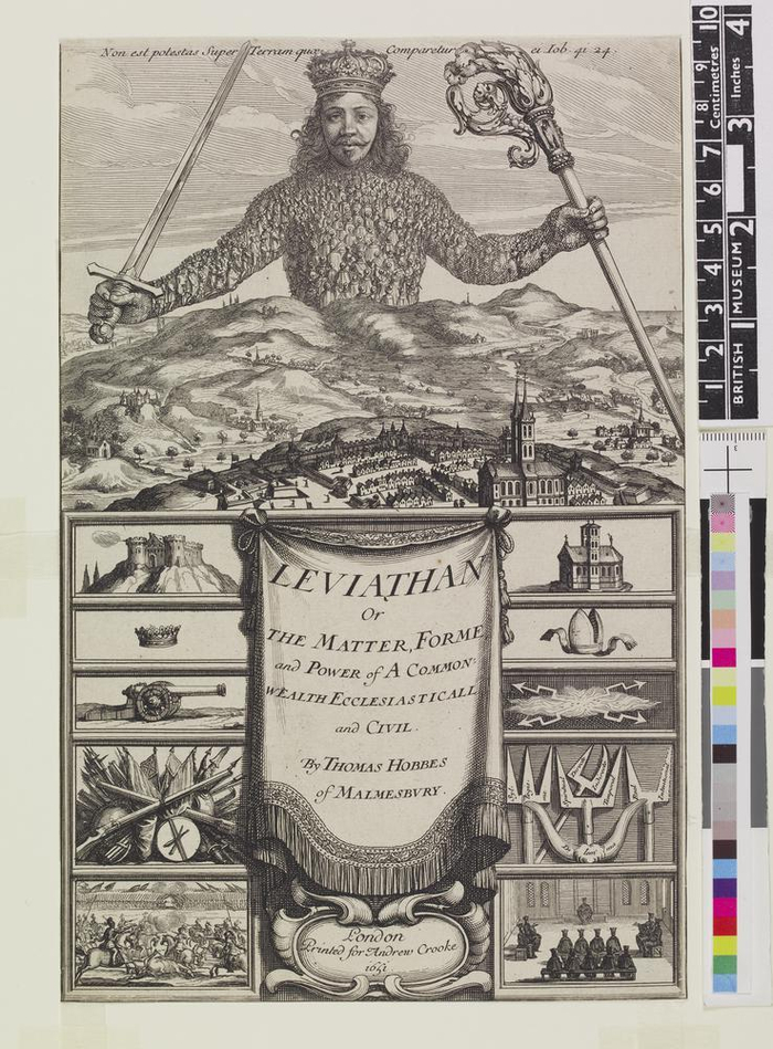 Фронтиспис «Левиафана» (1651), гравюра Абрахама Босса. Государство представлено в виде гигантской фигуры, составленной из людей.