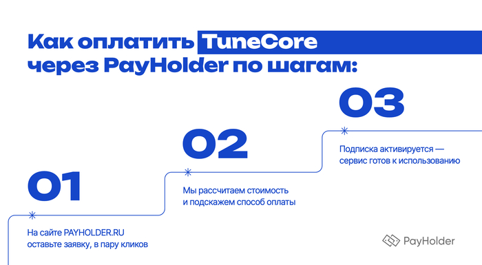 Как оплатить TuneCore через Payholder: три шага
