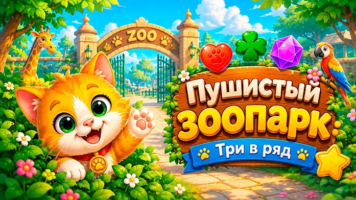 Пушистый зоопарк: Три в ряд на Пикабу Игры